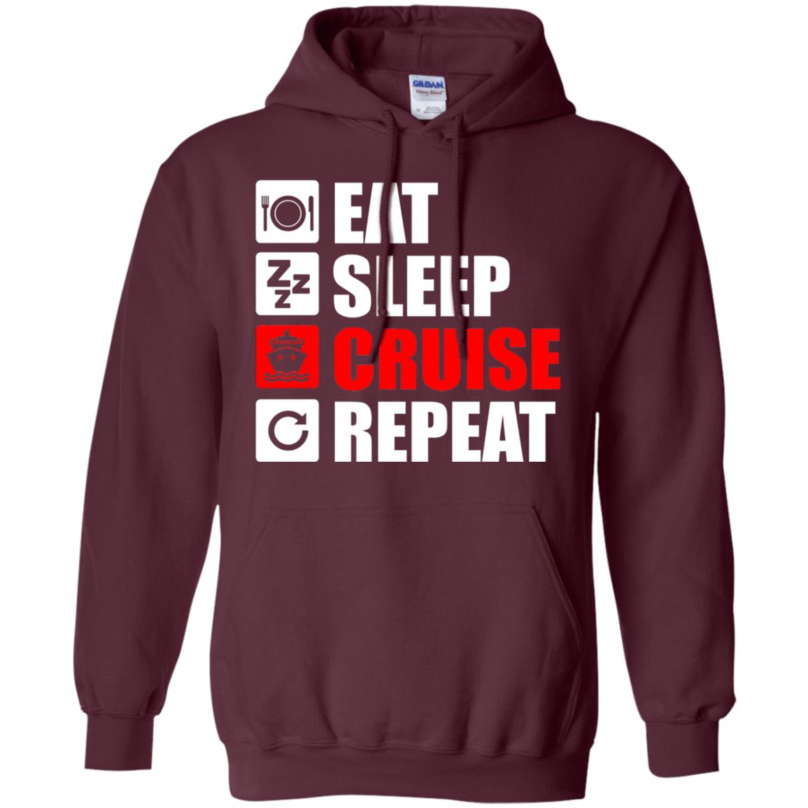 Eat Sleep Cruise Repeat Summer Vacation T-shirt Maroon