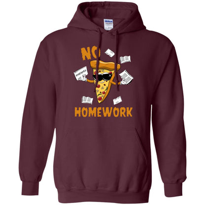 No Homework Funny Pizza Shirt Maroon