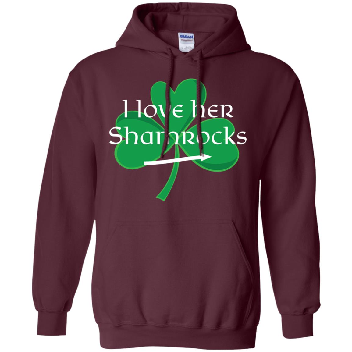 Saint Patrick_s Day T-shirt I Love Her Shamrocks Maroon
