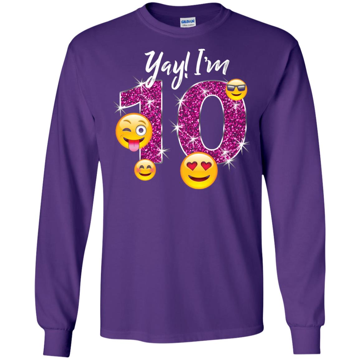 Funny Emoji Birthday 10th Birthday T-shirt Purple