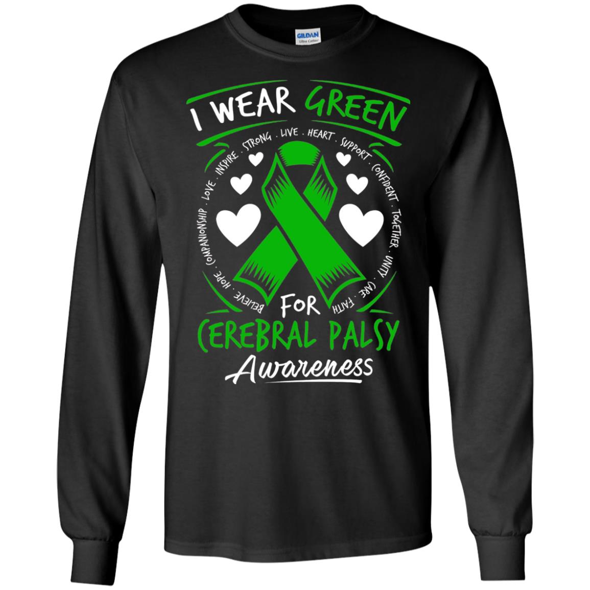 Cerebral Palsy Awareness T-shirt I Wear Green Black