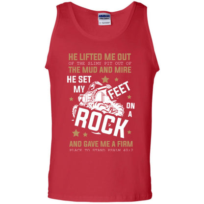 Christian T-shirt He Lifted Me Out Of The Slimy Pit Out Of The Mud And Red