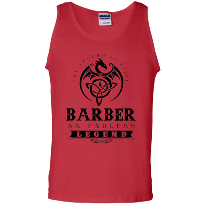 Barber T-shirt The Legend Is Alive Red