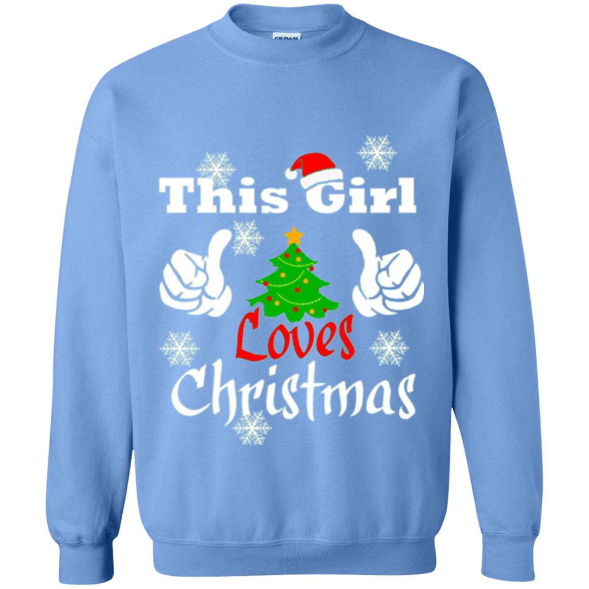 Funny Christmas This Girl Loves Christmas T-shirt Carolina Blue