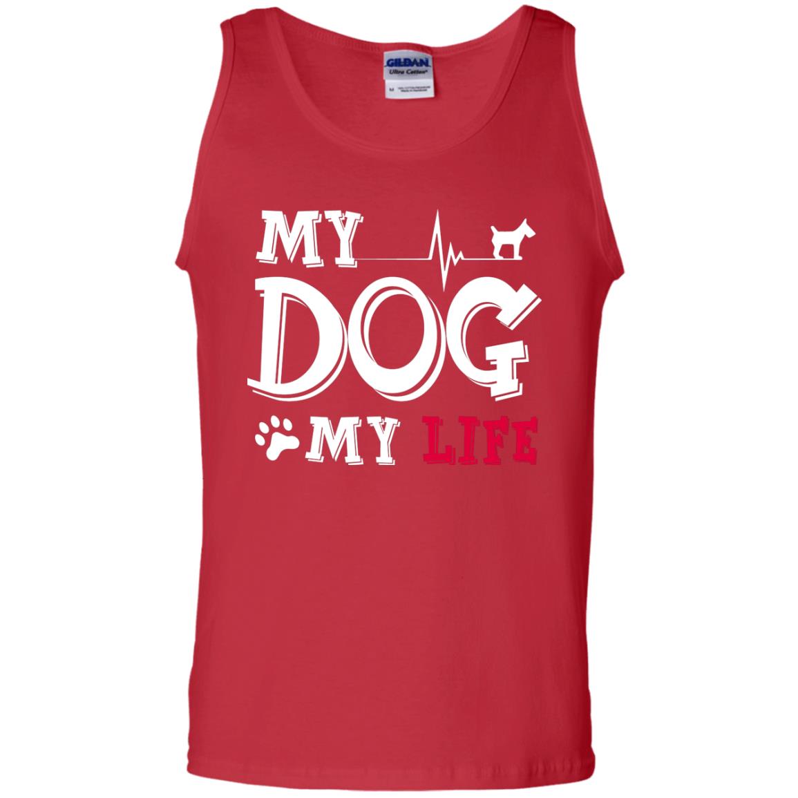 Dog Lovers T-shirt My Dog My Life Red