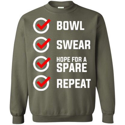 Bowling Lover T-shirt Bowl Swear Hope For A Spare Repeat Military Green