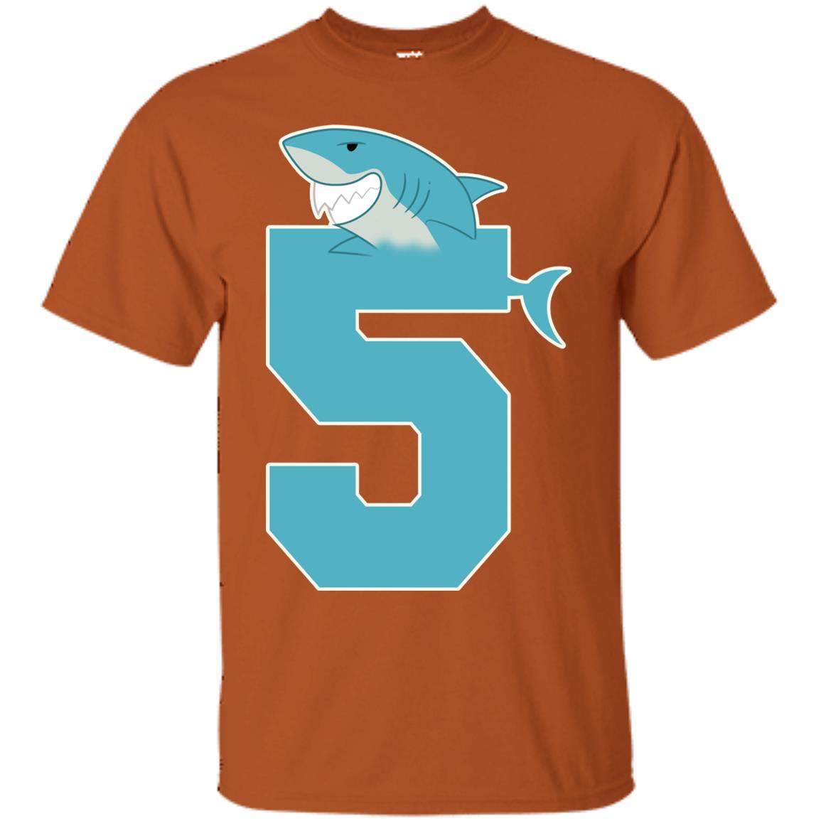 5th Birthday Shark Party Shirt Texas Orange