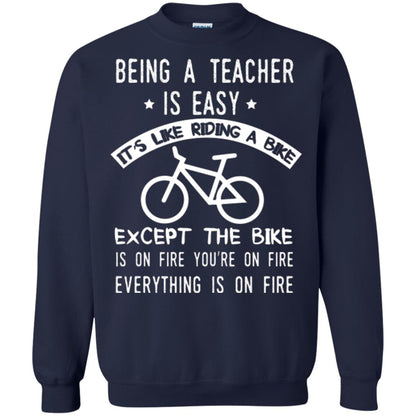 Being A Teacher Is Easy It’s Like Riding A Bike Teacher T-shirt Navy