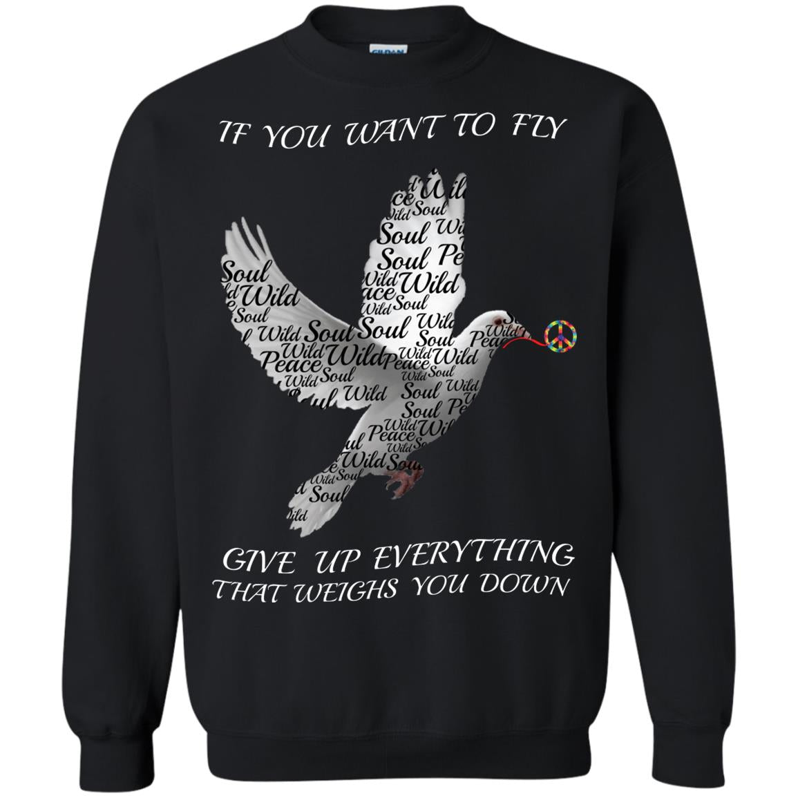If You Want To Fly Give Up Everything That Weighs You Down Peace Sign Shirt Black