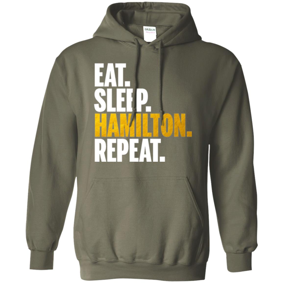 Hamilton T-shirt Eat Sleep Hamilton Repeat Military Green