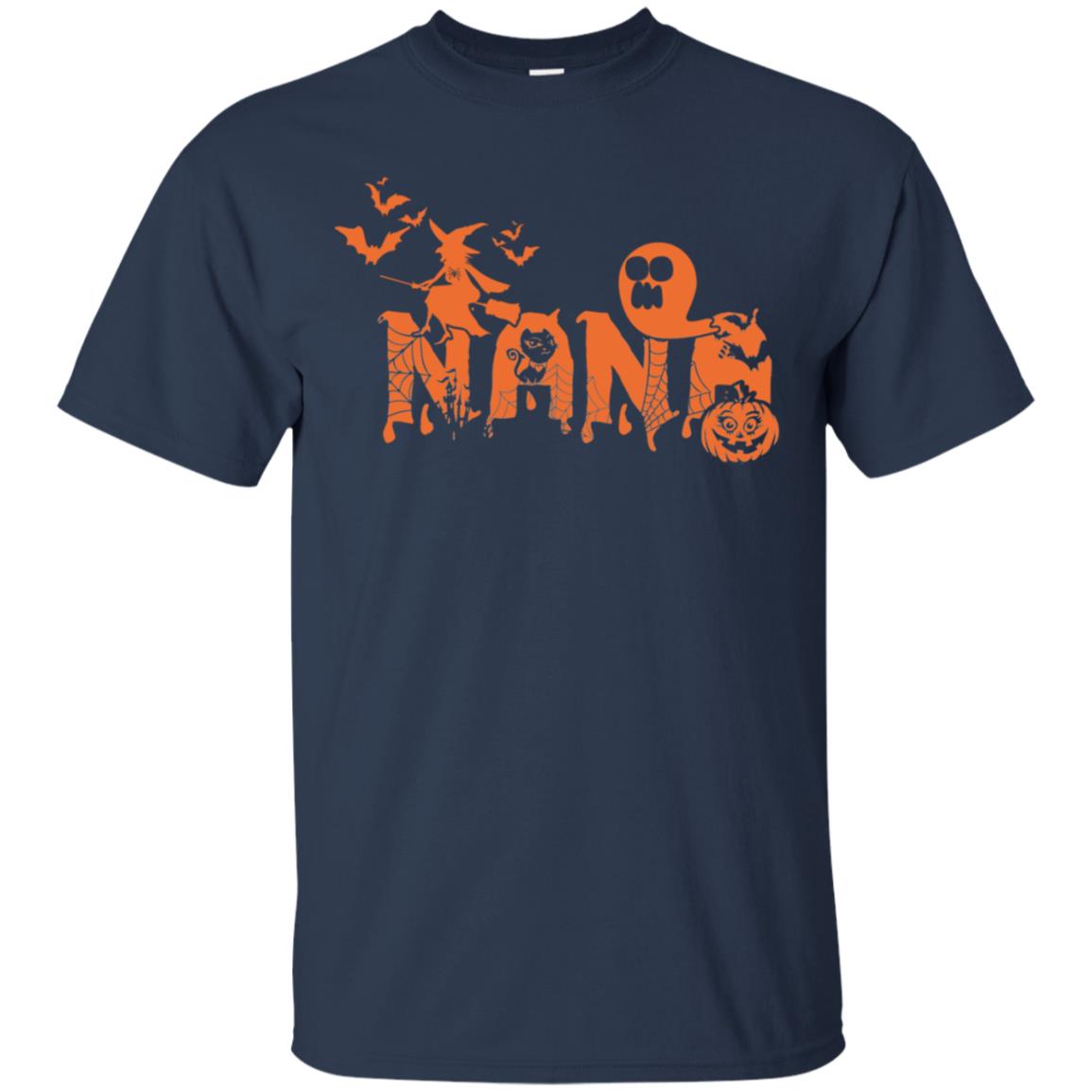 Halloween Pumpkin Nana Grandma Grandmom Shirt Navy