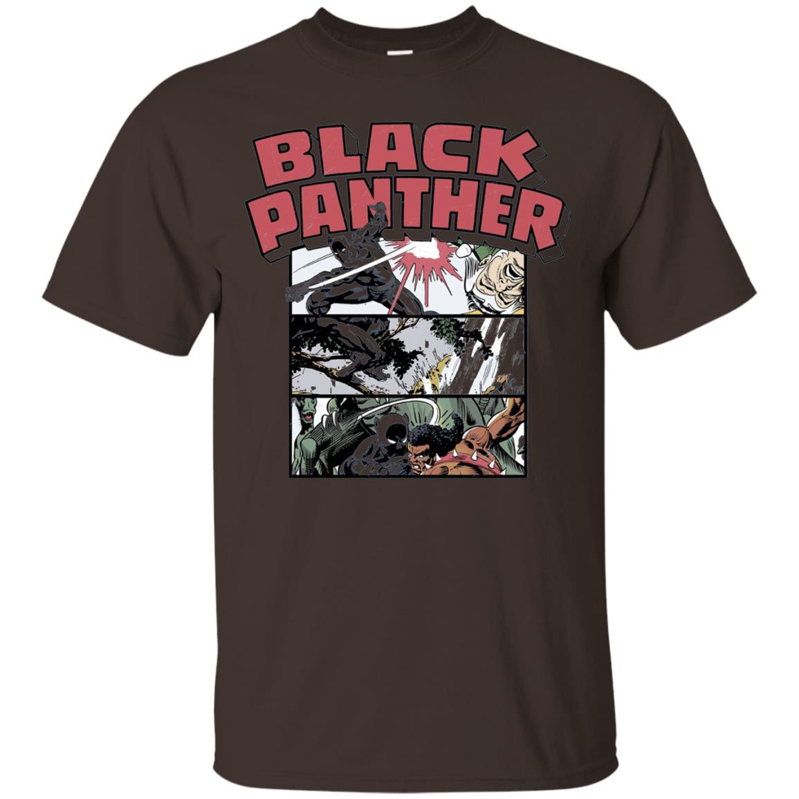Black Panther Retro Comic Stacked Panel Art T-shirt Dark Chocolate