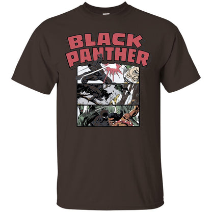 Black Panther Retro Comic Stacked Panel Art T-shirt Dark Chocolate