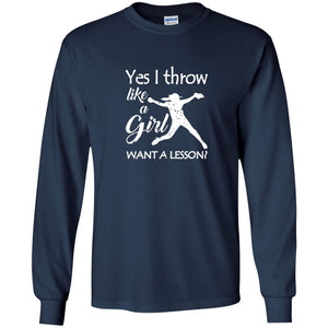 Yes I Throw Like A Girl Softball Gifts Girly Baseball Shirt