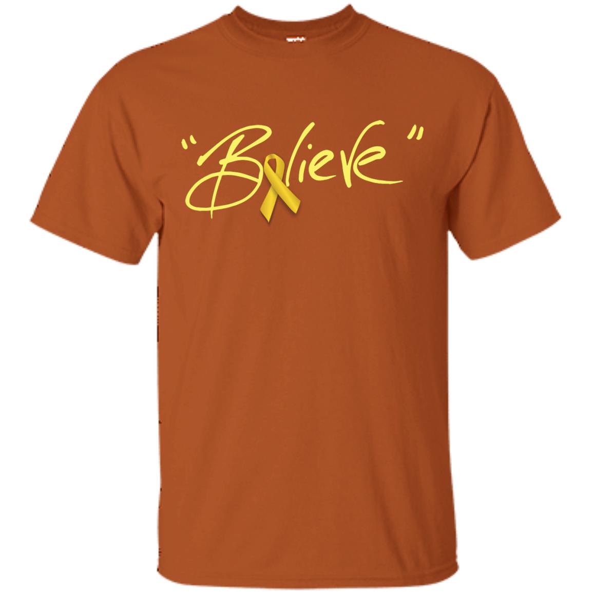 Childhood Cancer Awareness Shirt Gold Ribbon Believe Texas Orange