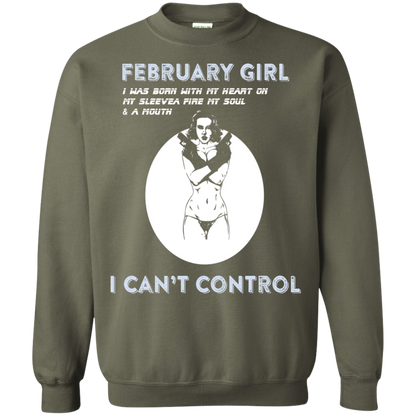 February Girl I Was Born With My Heart T-shirt Military Green