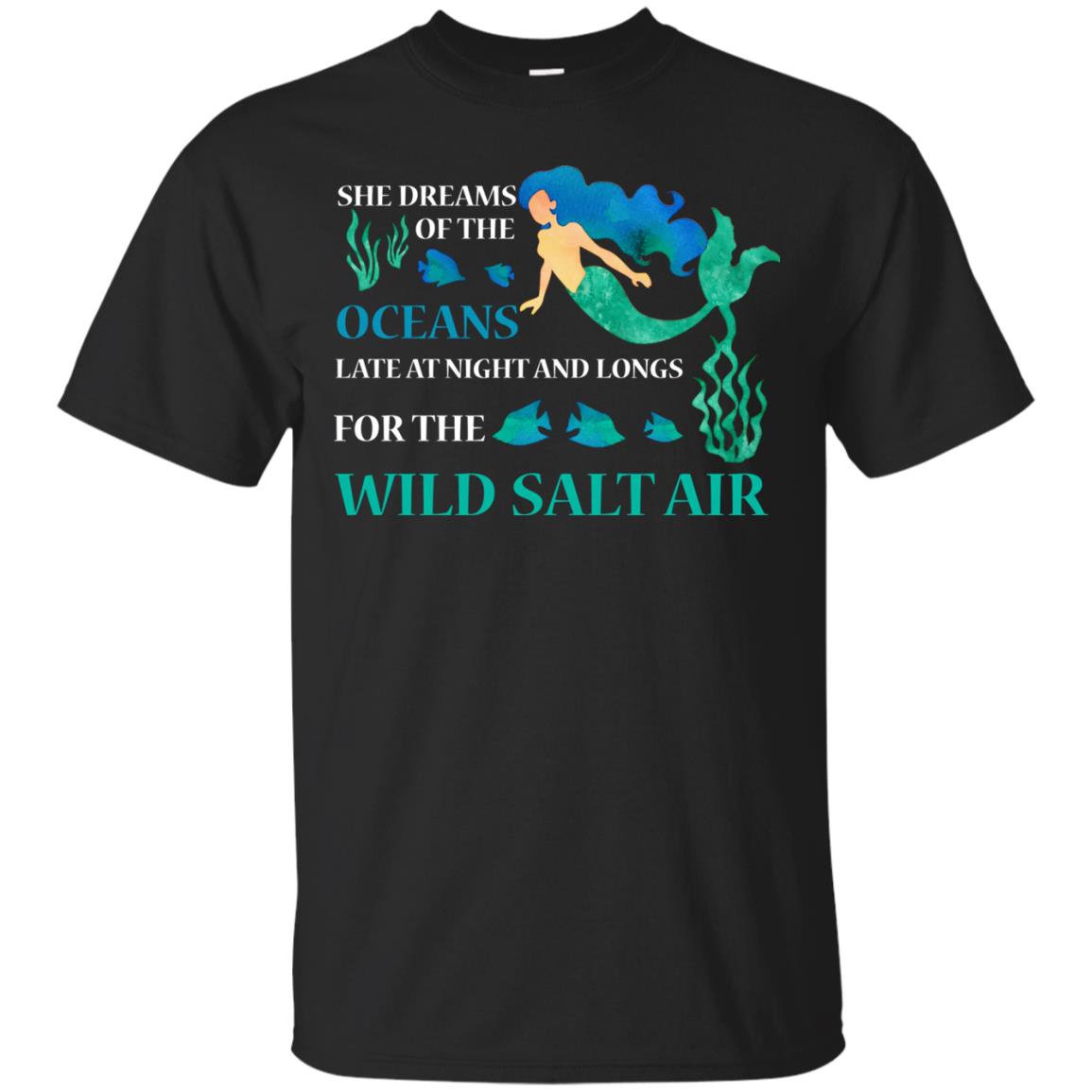 She Dreams Of The Oceans Mermaid T-shirt Black