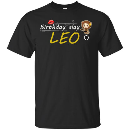 Cute Leo Girl Birthday Lip Slay T-shirt Black