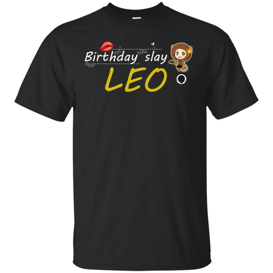 Cute Leo Girl Birthday Lip Slay T-shirt Black