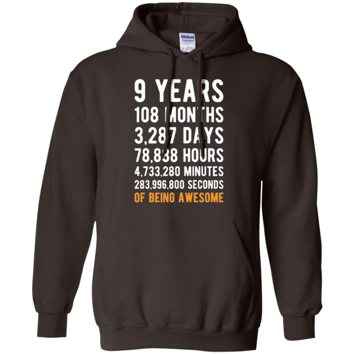 9th Birthday T-shirt 9 Years Old Being Awesome Dark Chocolate