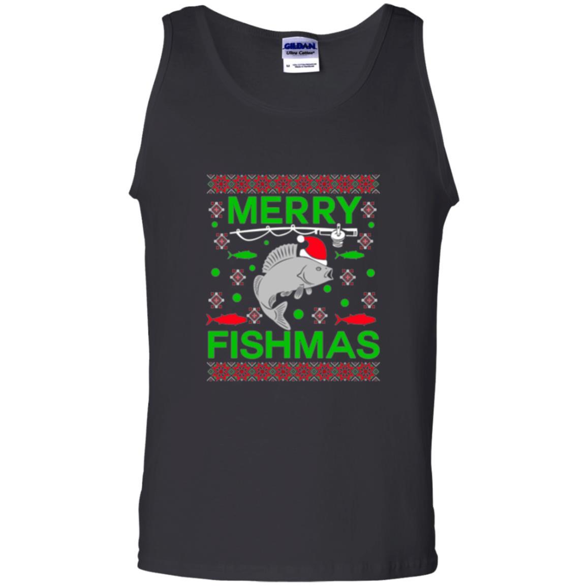 Christmas T-shirt Merry Fishmas Merry Christmas Fisherman Black