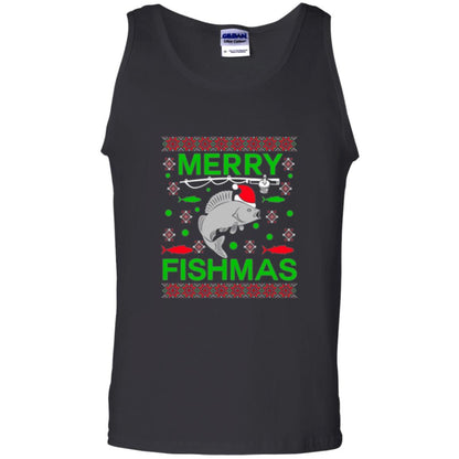 Christmas T-shirt Merry Fishmas Merry Christmas Fisherman Black