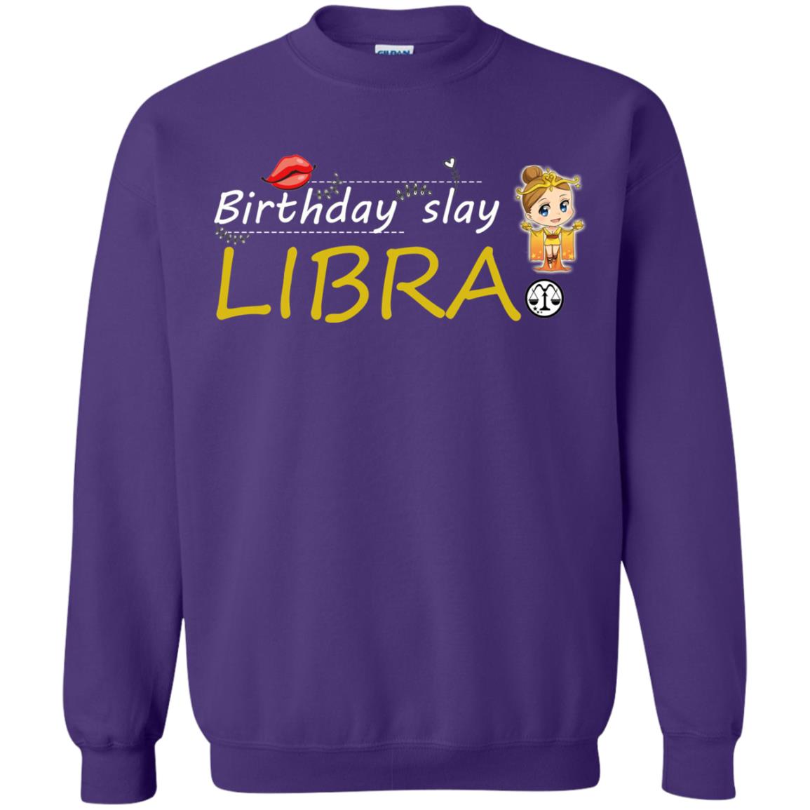 Cute Libra Girl Birthday Lip Slay T-shirt Purple