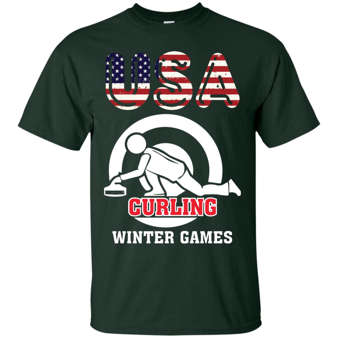 Usa Curling Winter Games Curling Lover T-shirt Forest