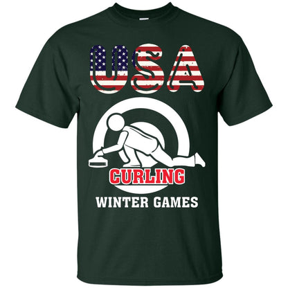 Usa Curling Winter Games Curling Lover T-shirt Forest