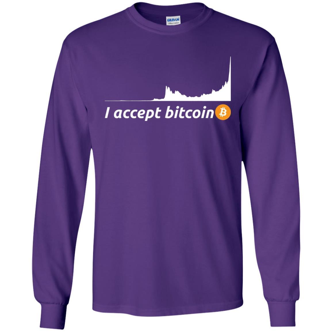 Cryptocurrency T-shirt I Accept Bitcoin Purple