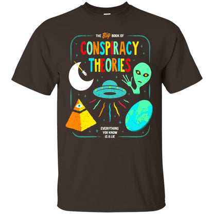 The Big Book Of Conspiracy Theories Funny Bookworm T-shirt Dark Chocolate