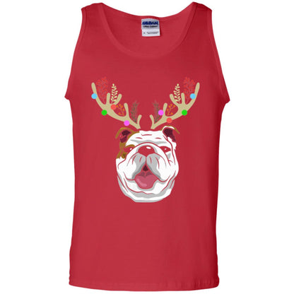 Dog Lovers T-shirt Funny Bulldogs With Antlers Red