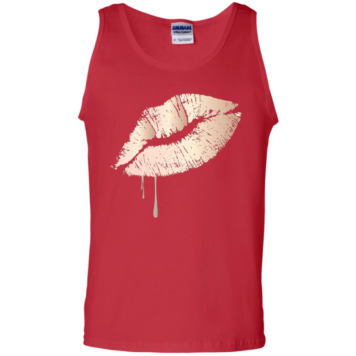 Rose Gold Dripping Lips T-shirt Red