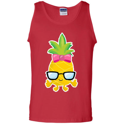 Funny Pineapple With Glasses For Girls Womens Shirt Red