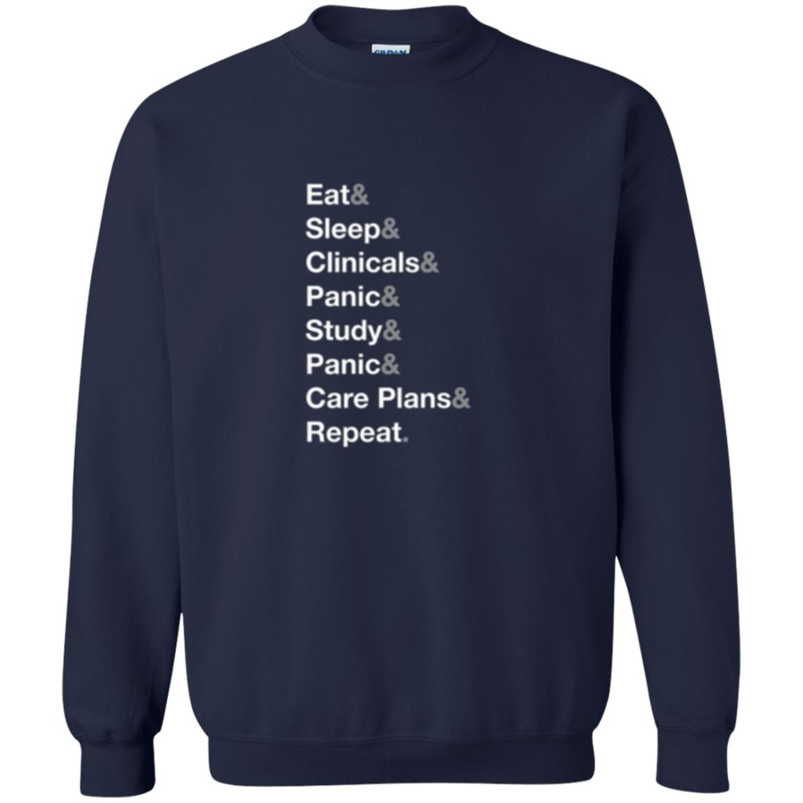 Nurse T-shirt Eat Sleep Clinicals Panic Study Panic Care Plans Repeat Navy