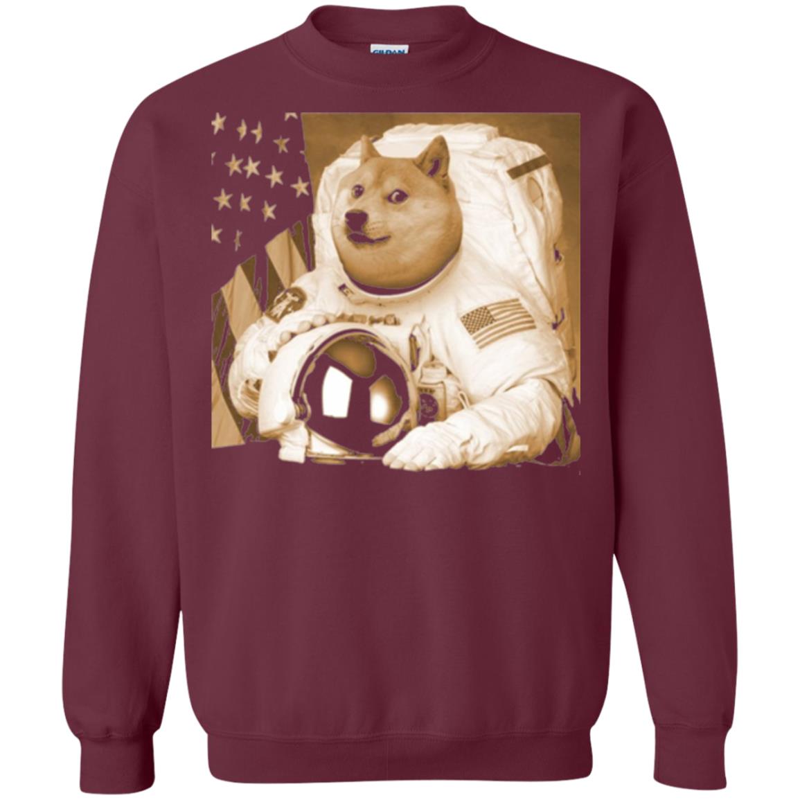 Astronomy T-shirt Dogecoin Moon Astronaut Crypto Maroon