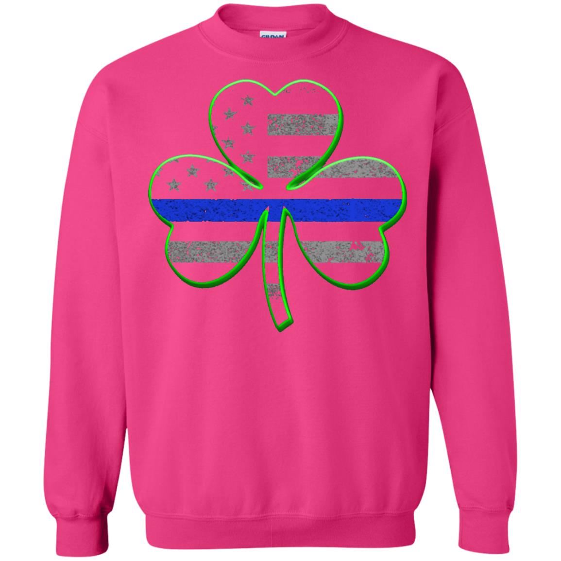 Thin Blue Line St Patrick_s Day Clover T-shirt Heliconia
