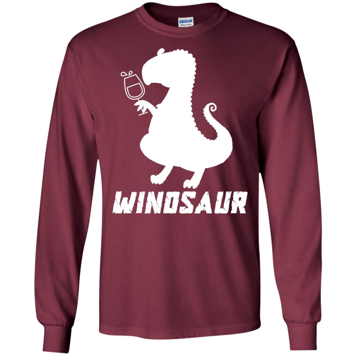 Drinking Party T-shirt Winosaur Wine Dinosaur Maroon