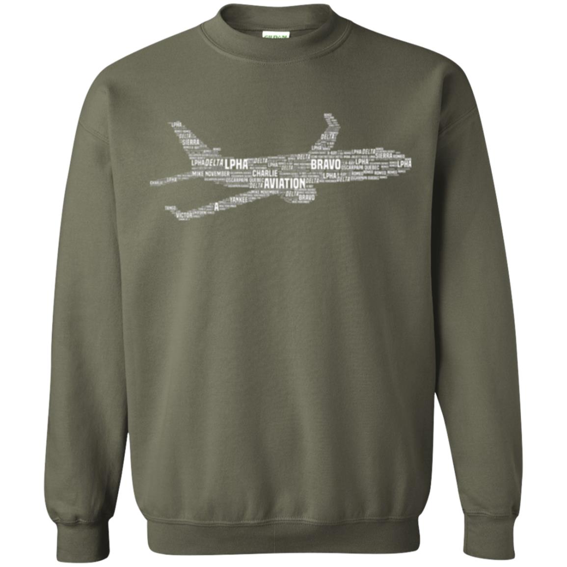 Alphabet Airplane Pilot T-shirt Military Green