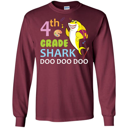 4th Grade Shark Doo Doo Doo Back To School T-shirt Maroon