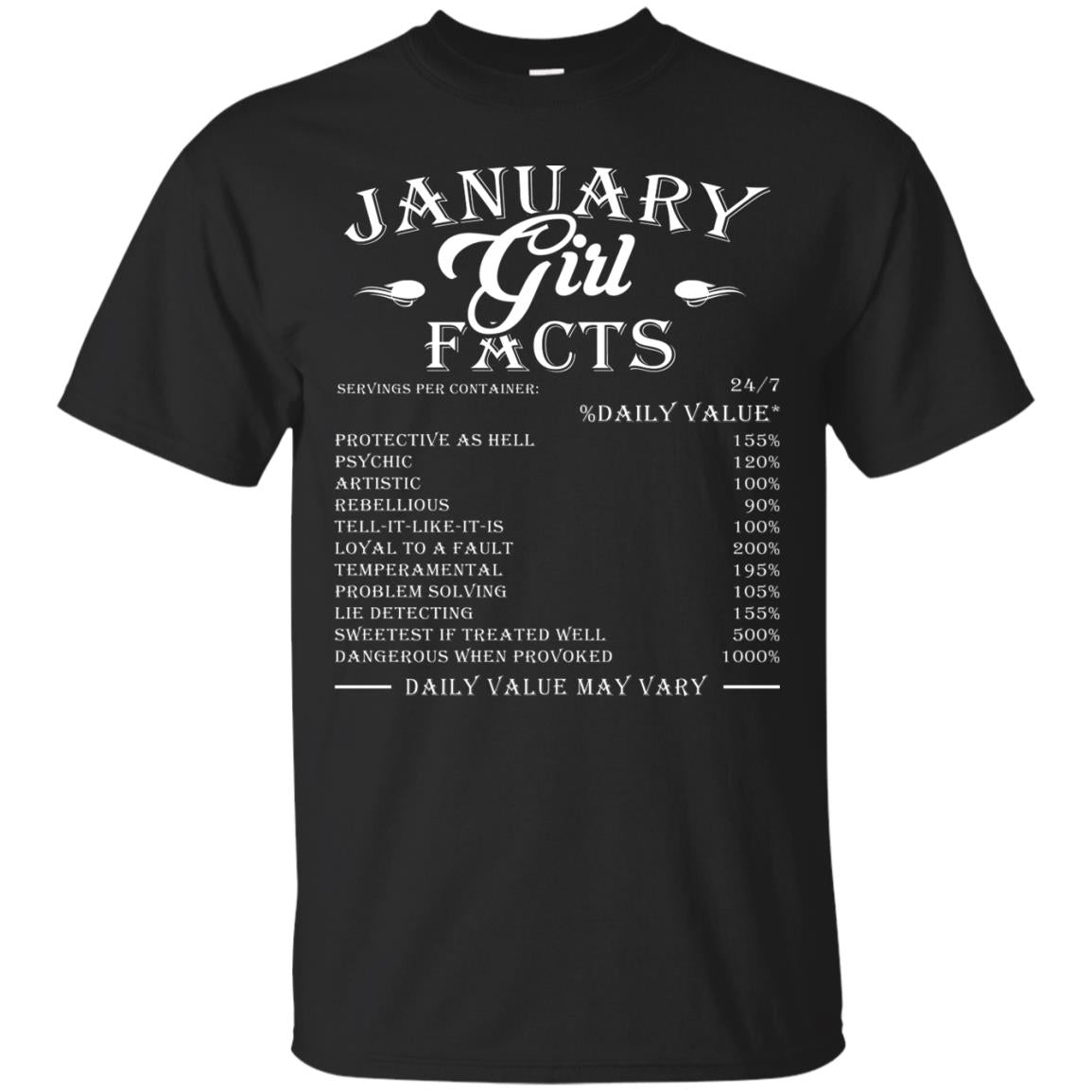 January Girl Facts Facts T-shirt Black