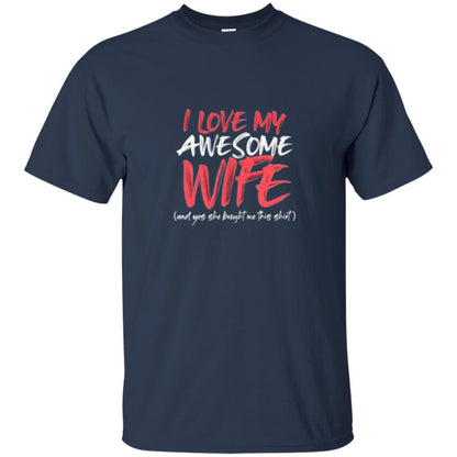 Valentines Day T-shirt I Love My Awesome Wife Navy
