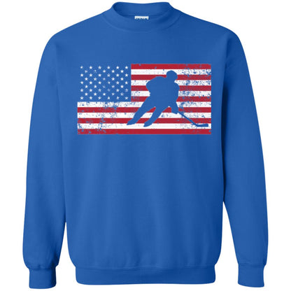 Hockey T-shirt American Flag Usa Patriotic Ice Skating Royal