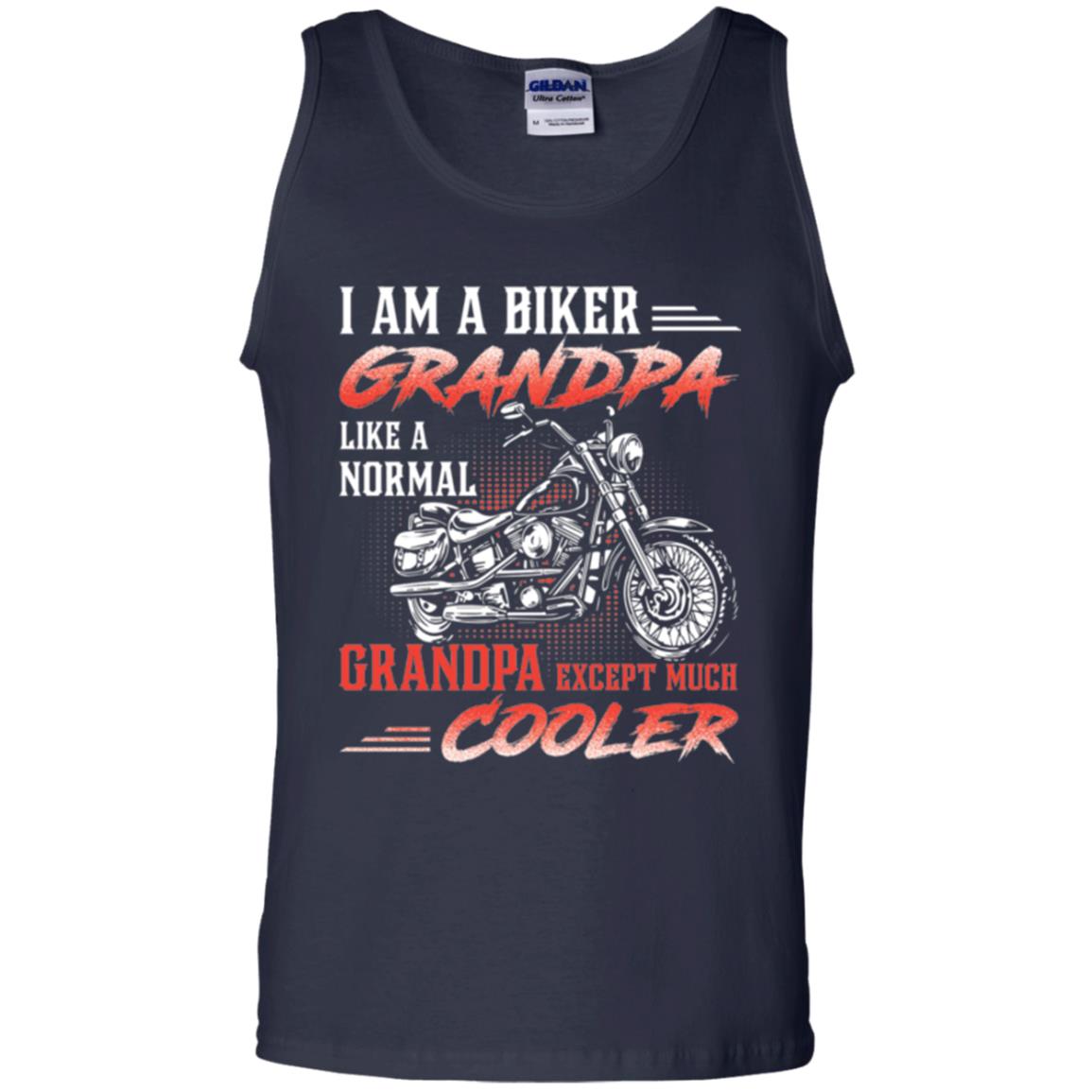 Papa T-shirt I Am A Biker Grandpa Like A Normal Navy