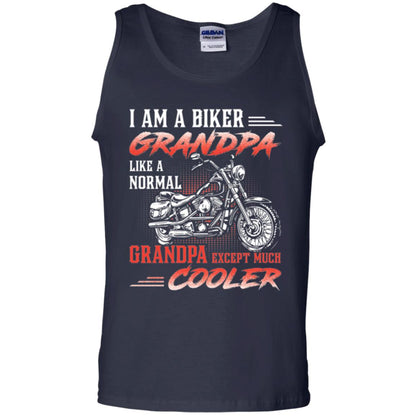 Papa T-shirt I Am A Biker Grandpa Like A Normal Navy