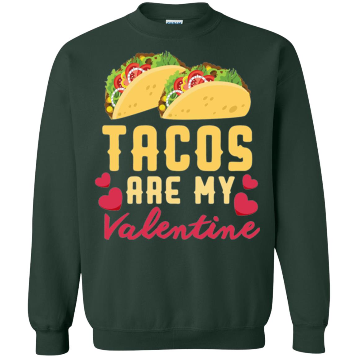 Funny Valentines Day Shirt Tacos Lovers Love Heart Gift Shirt Forest Green