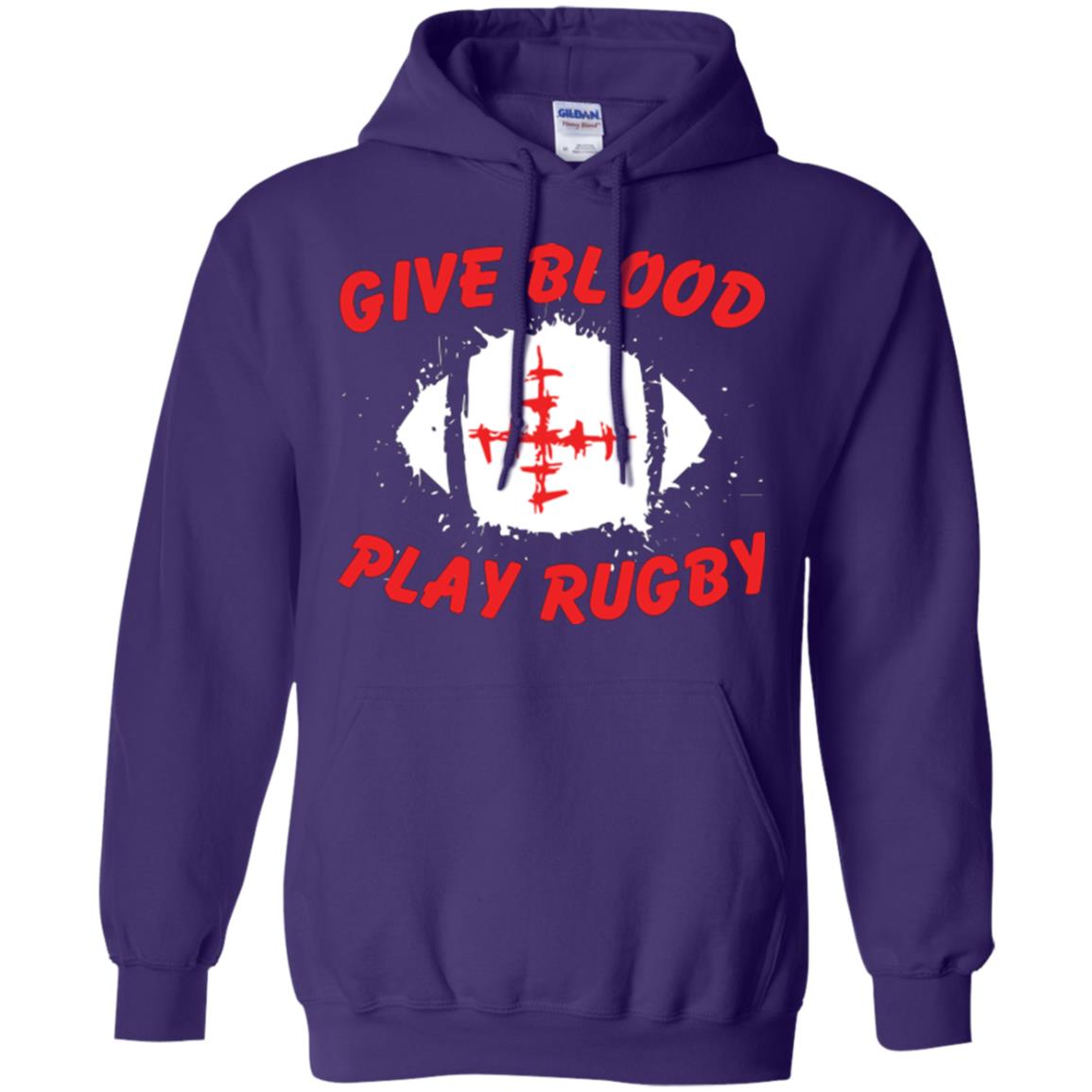 Football Lover T-shirt Give Blood Play Rugby Purple