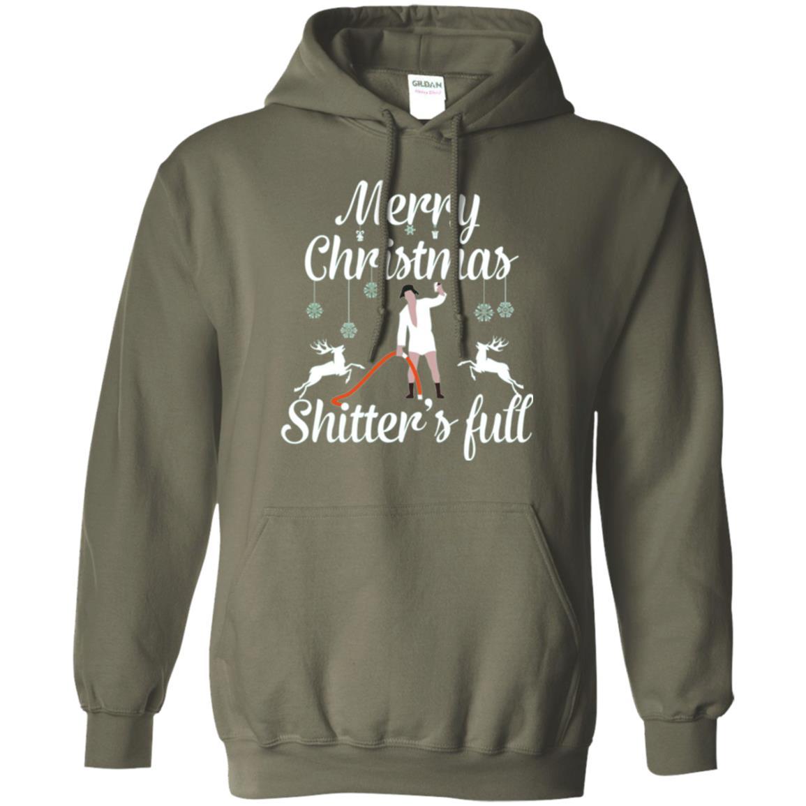 Christmas T-shirt Reindeer Merry Christmas Shitter's Full Military Green