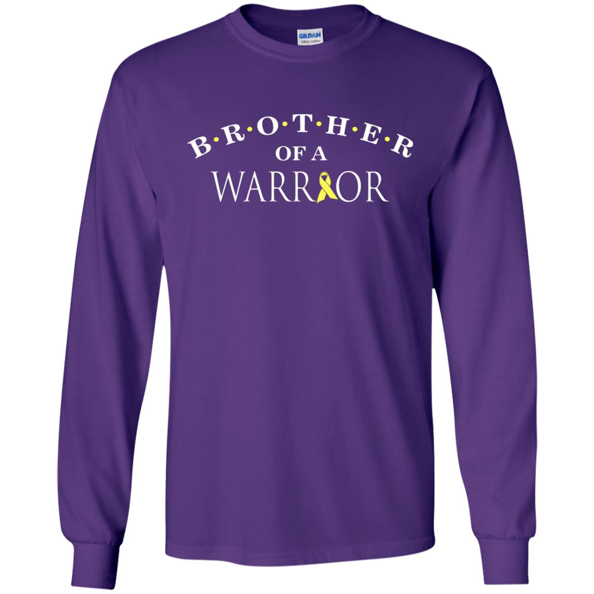 Brother Is A Warrior Childhood Cancer Awareness T-shirt Purple