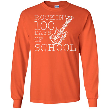 Rockin_ 100 Days Of School Teachers Students T-shirt Orange